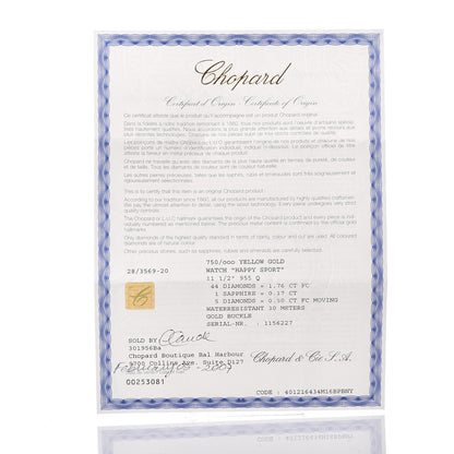 Chopard 18K Yellow Gold Satin Diamond Bezel Mother of Pearl 36mm Happy Diamonds Quartz Watch 8 of 8