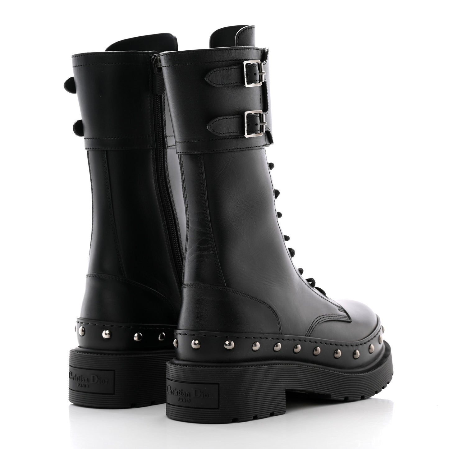 Calfskin Diorquake 25mm Combat Boots 36 Black