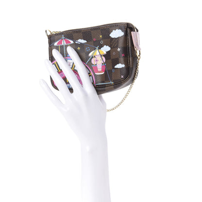 Louis Vuitton Damier Ebene 2020 Christmas Animation Big Wheel Mini Pochette Accessories Rose Ballerine 2 of 11