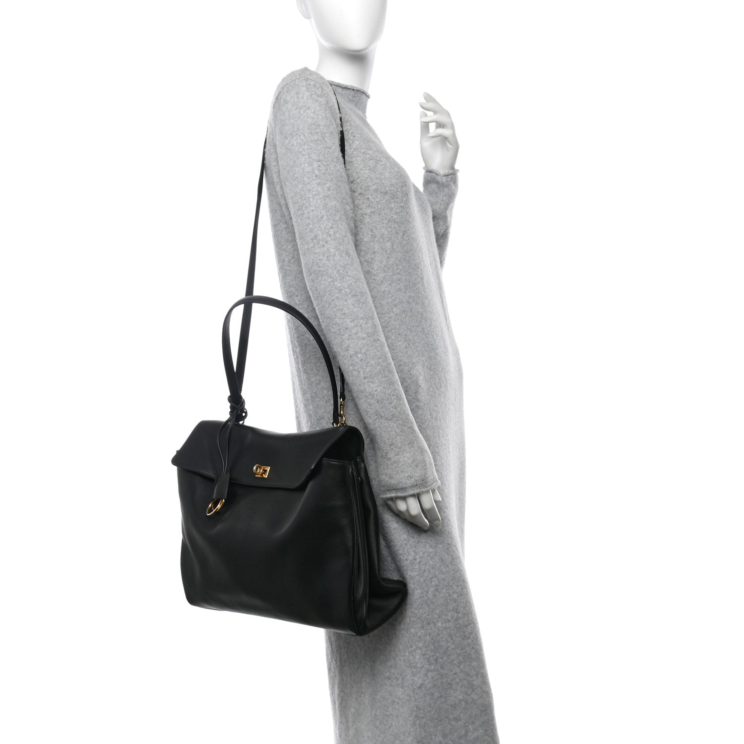 Balenciaga Smooth Calfskin Large Rodeo Top Handle Handbag Black 2 of 14