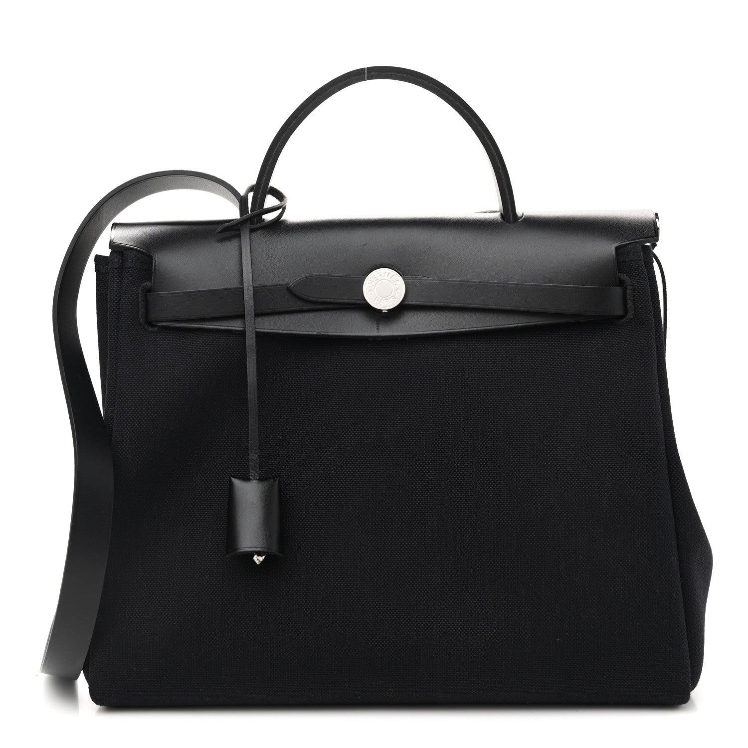 Hermes Military Toile Vache Hunter Herbag Zip Retourne 31 PM Black 3 of 12