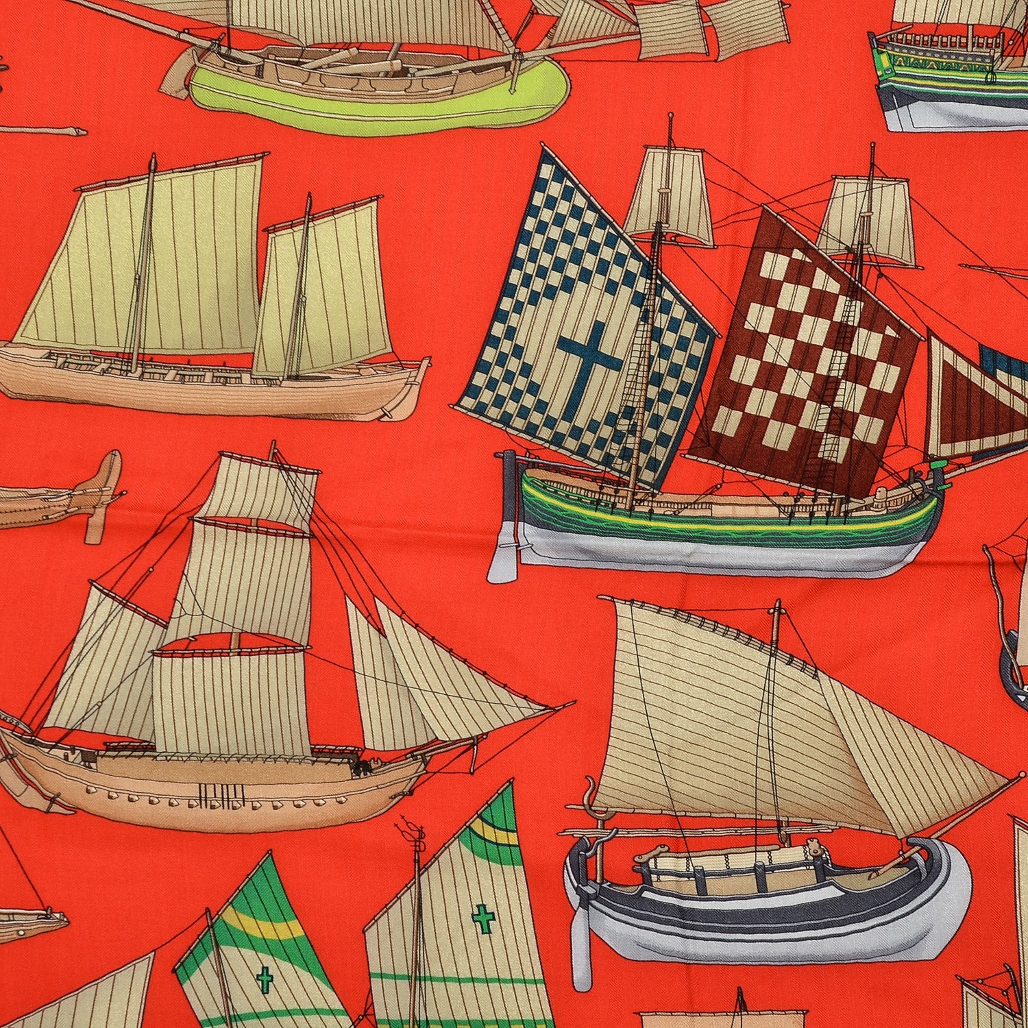 Hermes Cashmere Silk Tous Les Bateaux du Monde Shawl 140 3 of 9