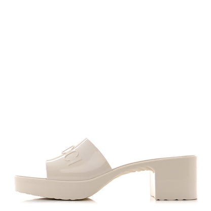 Gucci Rubber Gucci Logo Womens Platform 20/60mm Slide Sandals 38 Mystic White 1 of 9