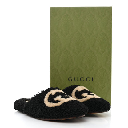 Gucci Faux Shearling Interlocking G Womens Eileen Slippers 36.5 Butterscotch Black 8 of 8