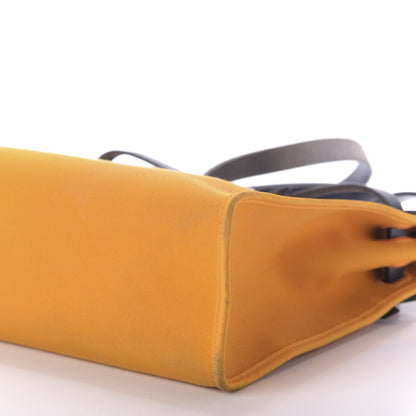 Hermes Vache Hunter Toile Herbag Zip 31 PM Jaune D'or Bleu Izmir Bleu Royale 7 of 9
