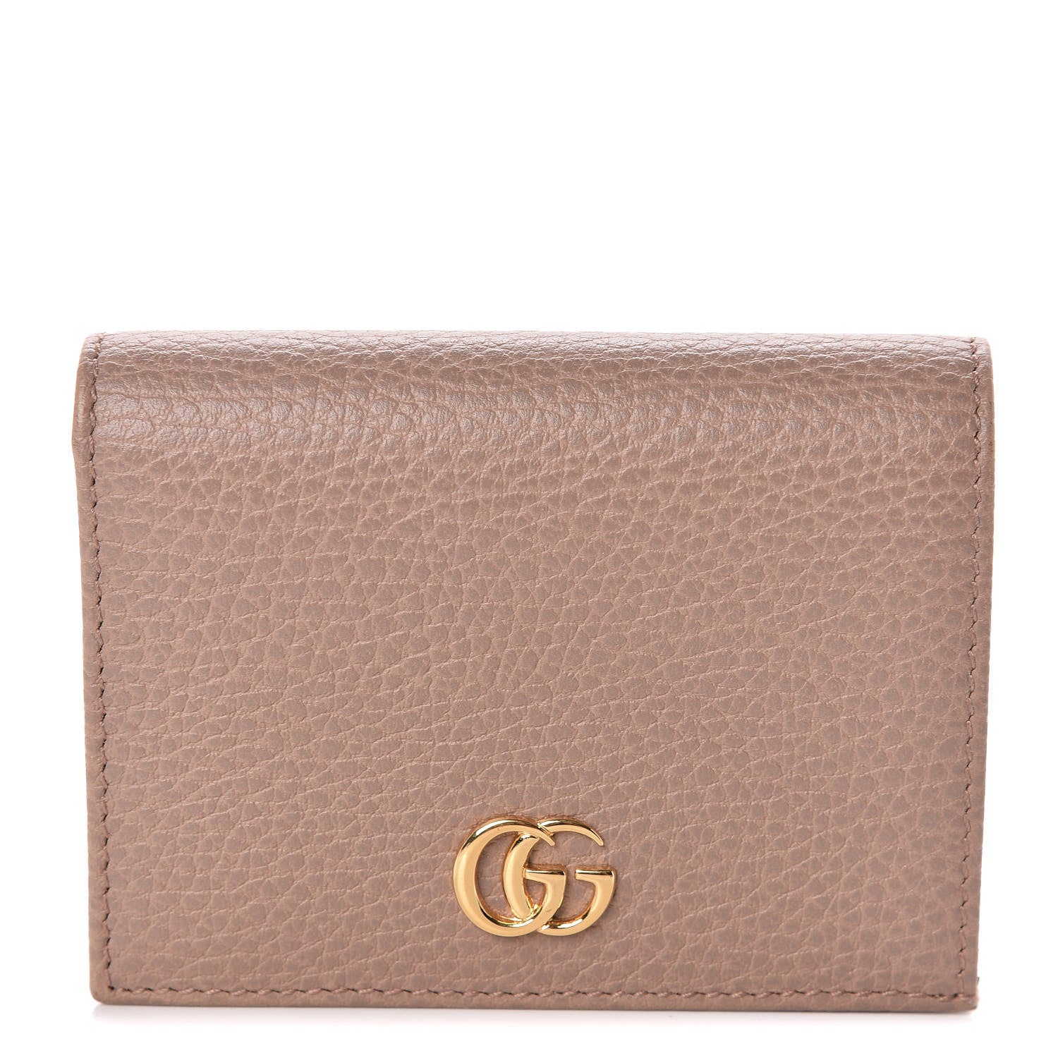Gucci Pebbled Calfskin GG Marmont Card Case Porcelain Rose 1 of 6
