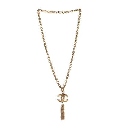 Chanel Textured Etruscan CC Tassel Necklace Gold 3 of 5