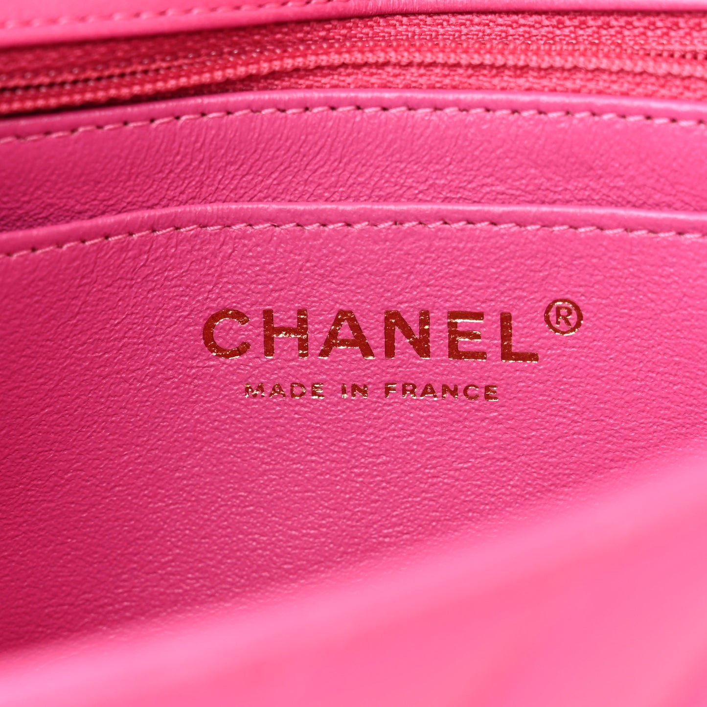 Lambskin Chevron Quilted Mini Rectangular Flap Dark Pink
