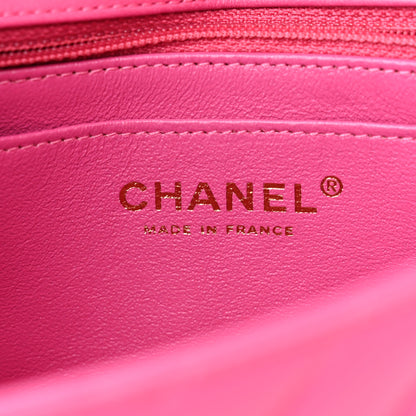 Chanel Lambskin Chevron Quilted Mini Rectangular Flap Dark Pink 6 of 11