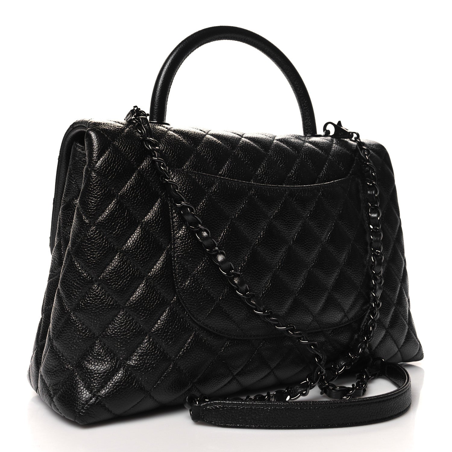 Chanel Caviar Quilted Medium Coco Handle Flap So Black 3 of 11