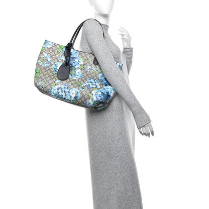 Gucci GG Supreme Monogram Blooms Medium Reversible Tote Beige Blue Navy 2 of 12