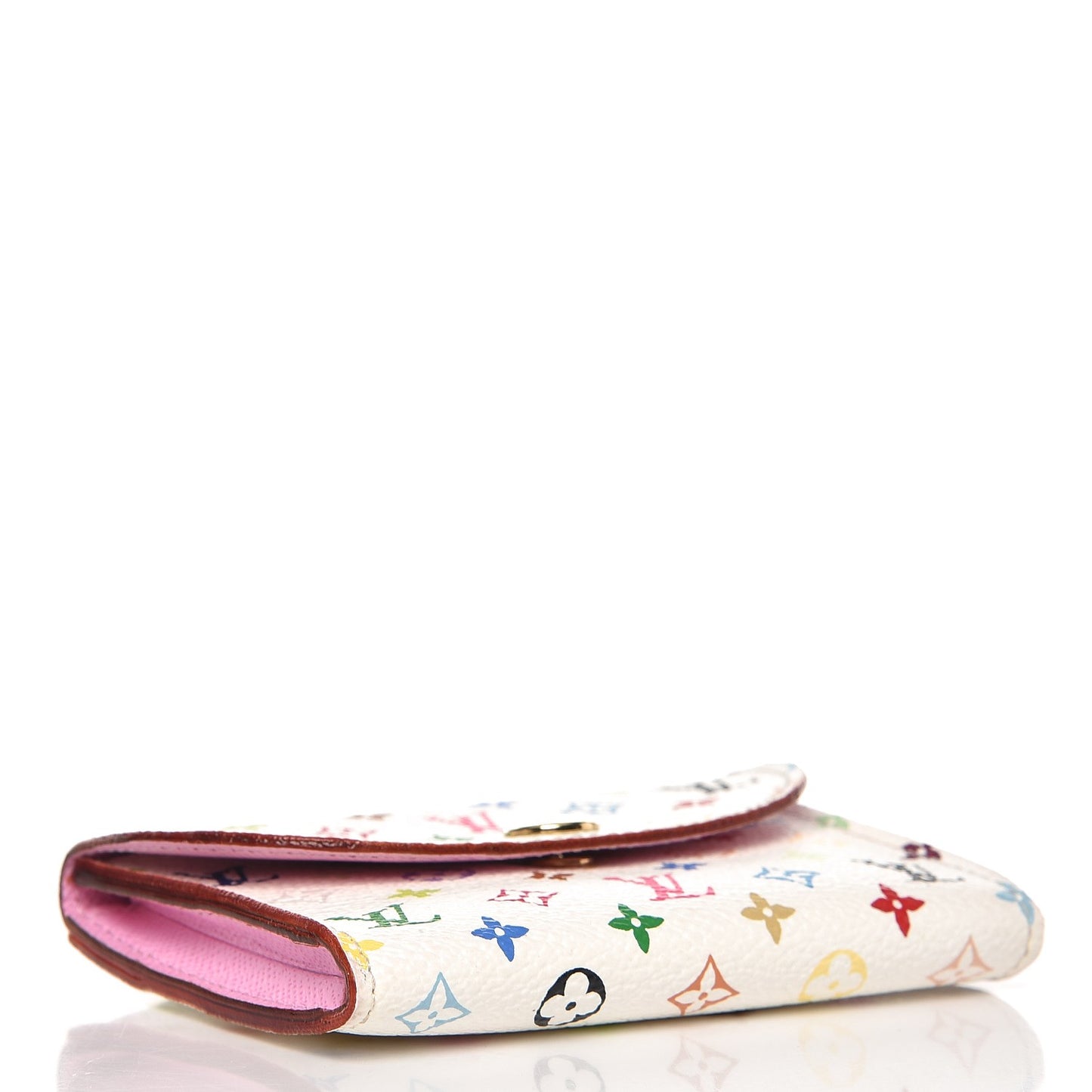 Monogram Multicolor Business Card Holder White Litchi