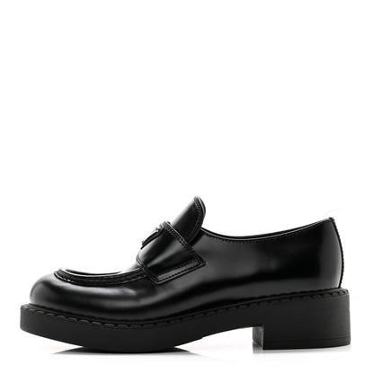 Prada Spazzolato Metal Triangle Logo 50mm Loafers 37 Black 1 of 10