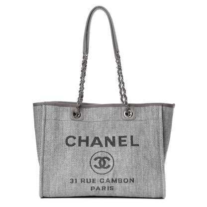Chanel Woven Straw Raffia Small Deauville Tote Grey 1 of 10