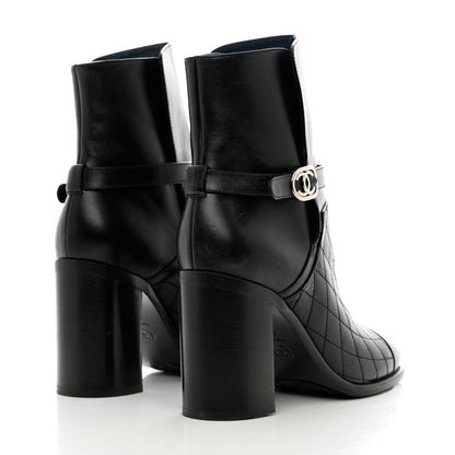 Chanel Calfskin Quilted Cap Toe Boots 40 Black Brown 4 of 11