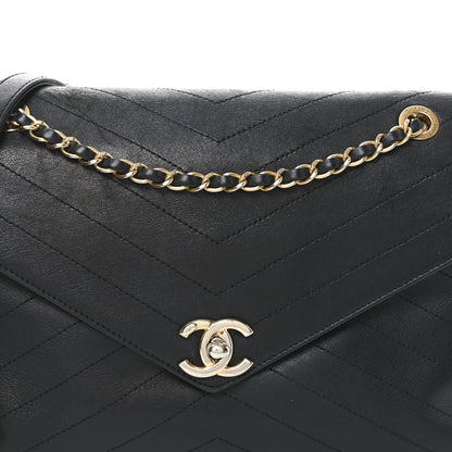 Chanel Lambskin Chevron Stitched Medium Envelope Flap Black 8 of 10