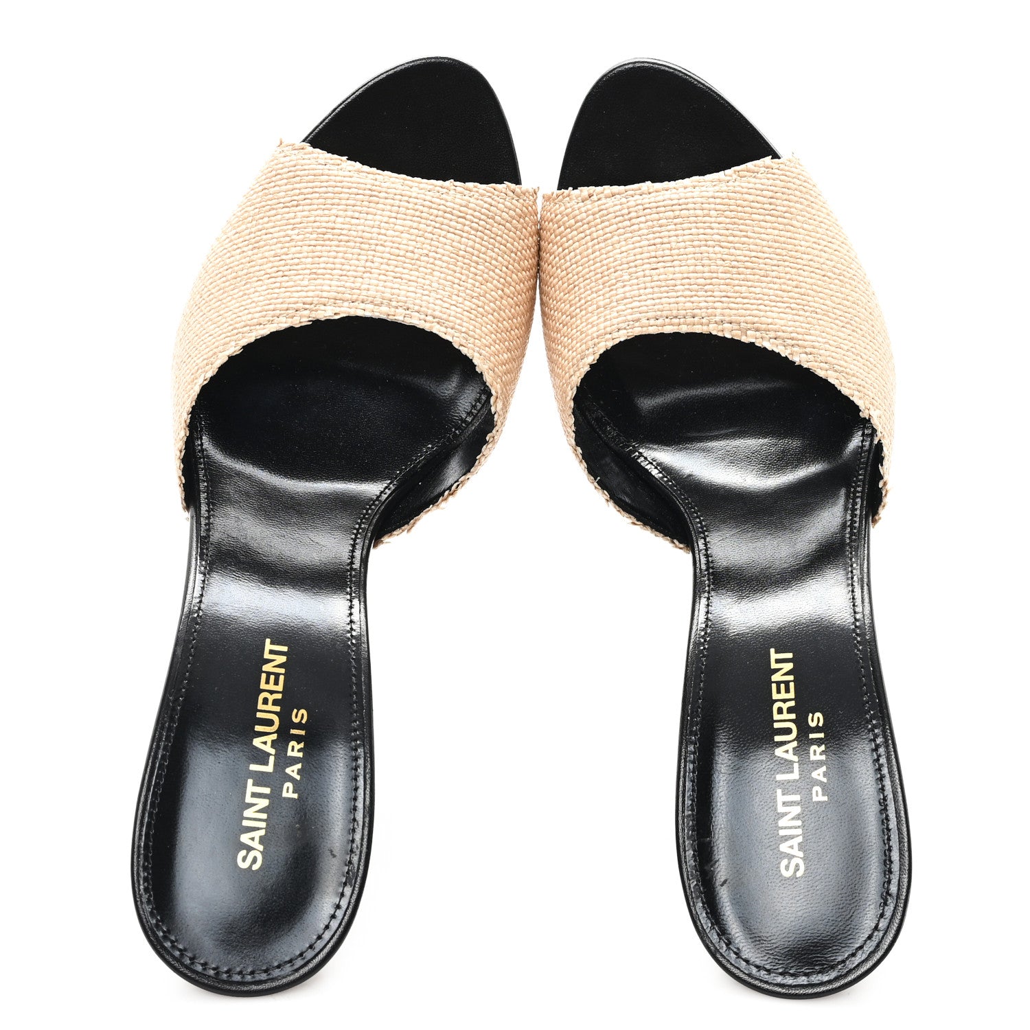Saint Laurent Raffia Calfskin La 16 95 Mule Sandals 39 Cammello 2 of 11