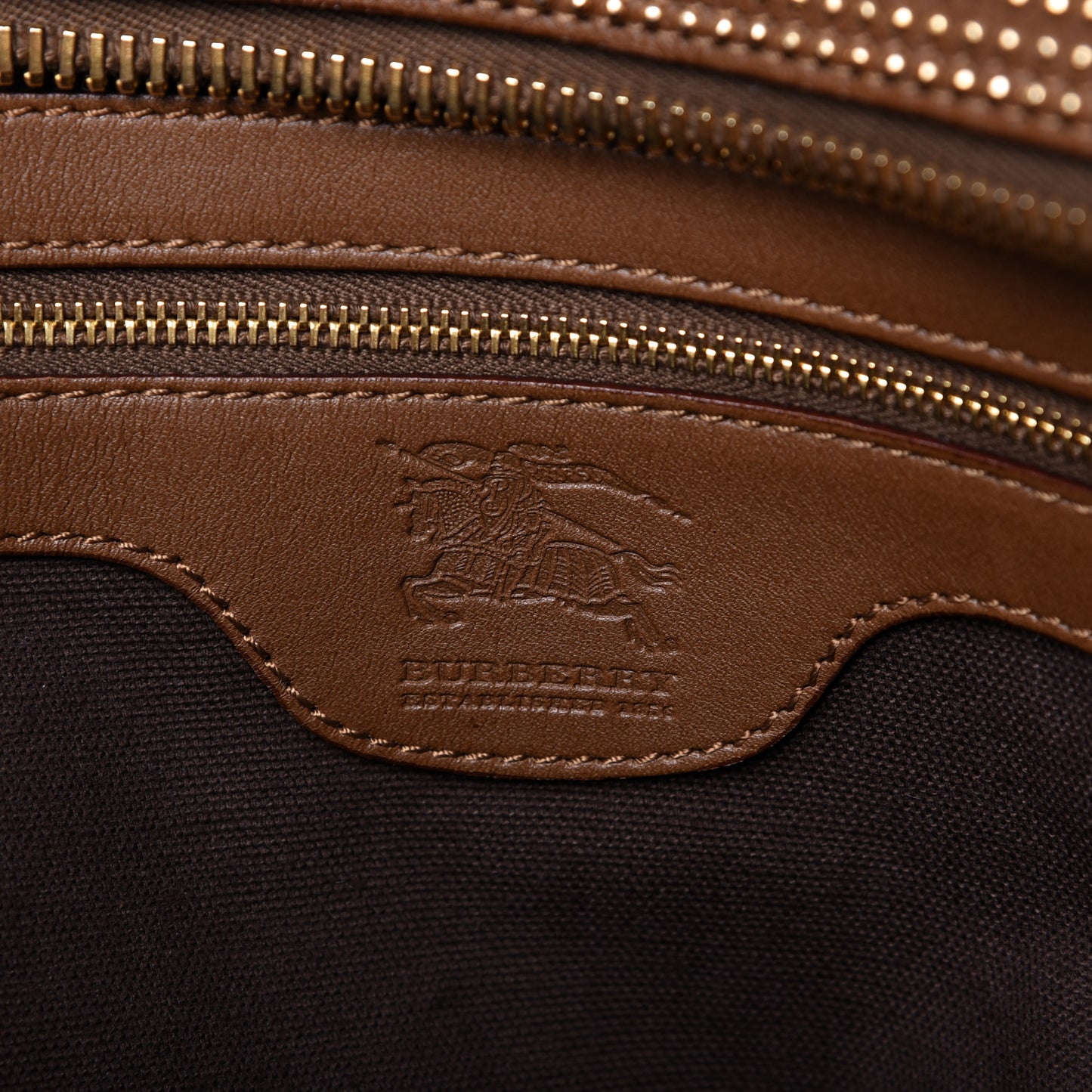House Check Studded Knight Satchel Brown