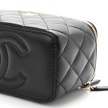 Chanel Lambskin Quilted Small Pearl Crush Vanity Case With Chain Black 11 of 12