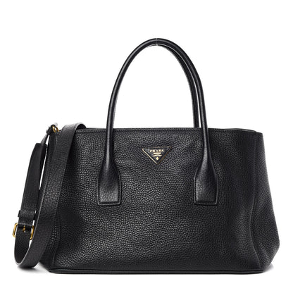 Prada Vitello Daino Tote Black 1 of 9