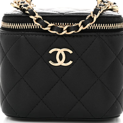Chanel Lambskin Quilted Top Handle Mini Vanity Case With Chain Black 8 of 10