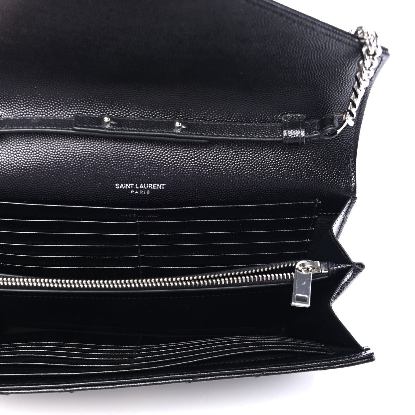 Grain De Poudre Matelasse Chevron Monogram Chain Wallet Black