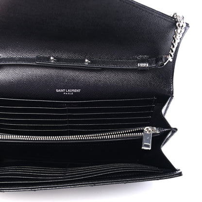 Saint Laurent Grain De Poudre Matelasse Chevron Monogram Chain Wallet Black 4 of 4