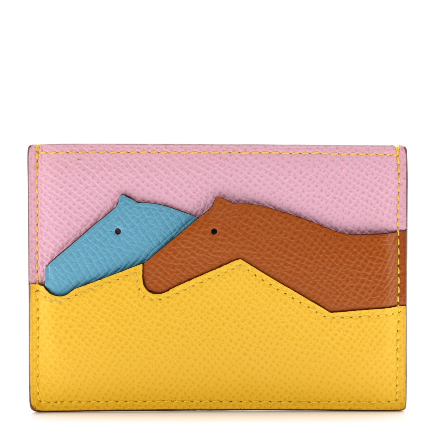 Epsom Les Petits Chevaux Card Holder Jaune De Naples Mauve Sylvestre Gold Bleu Du Nord