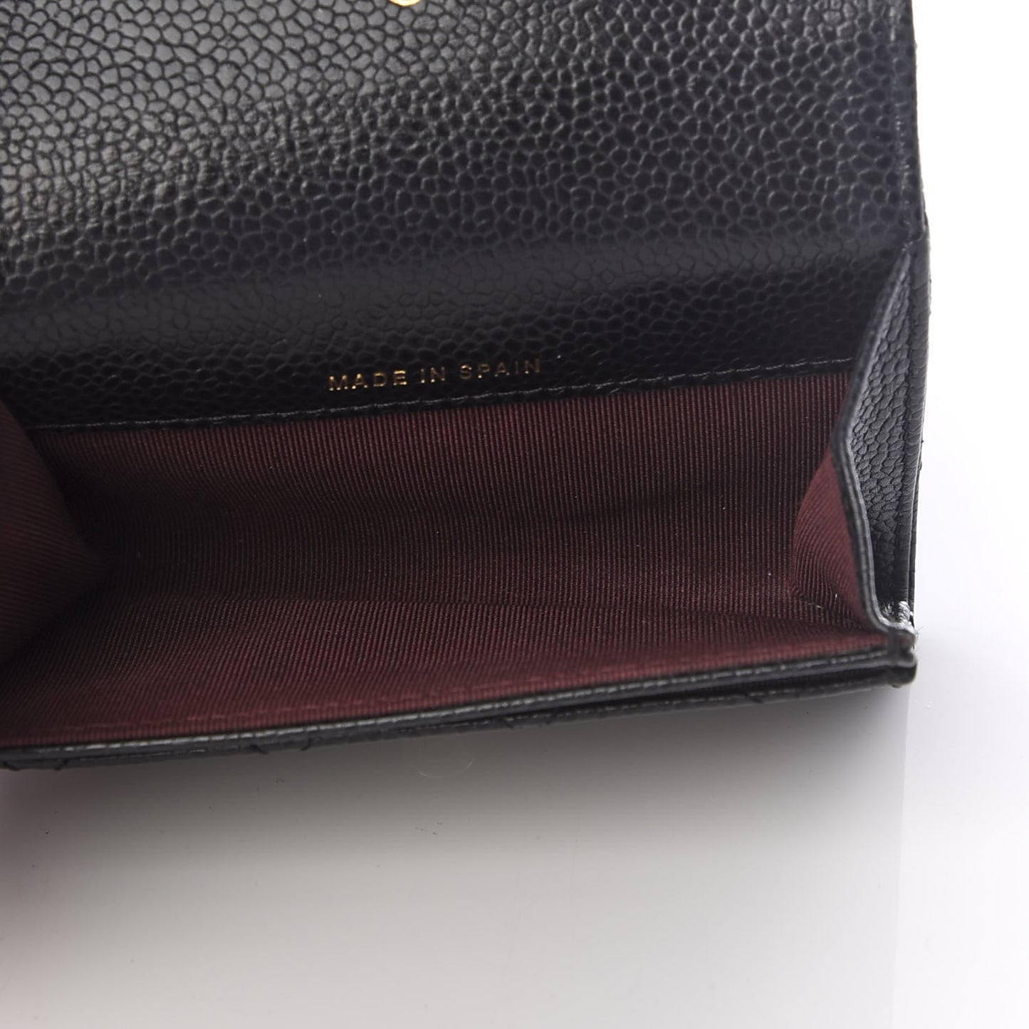 Caviar Quilted Flap Card Holder Wallet Black