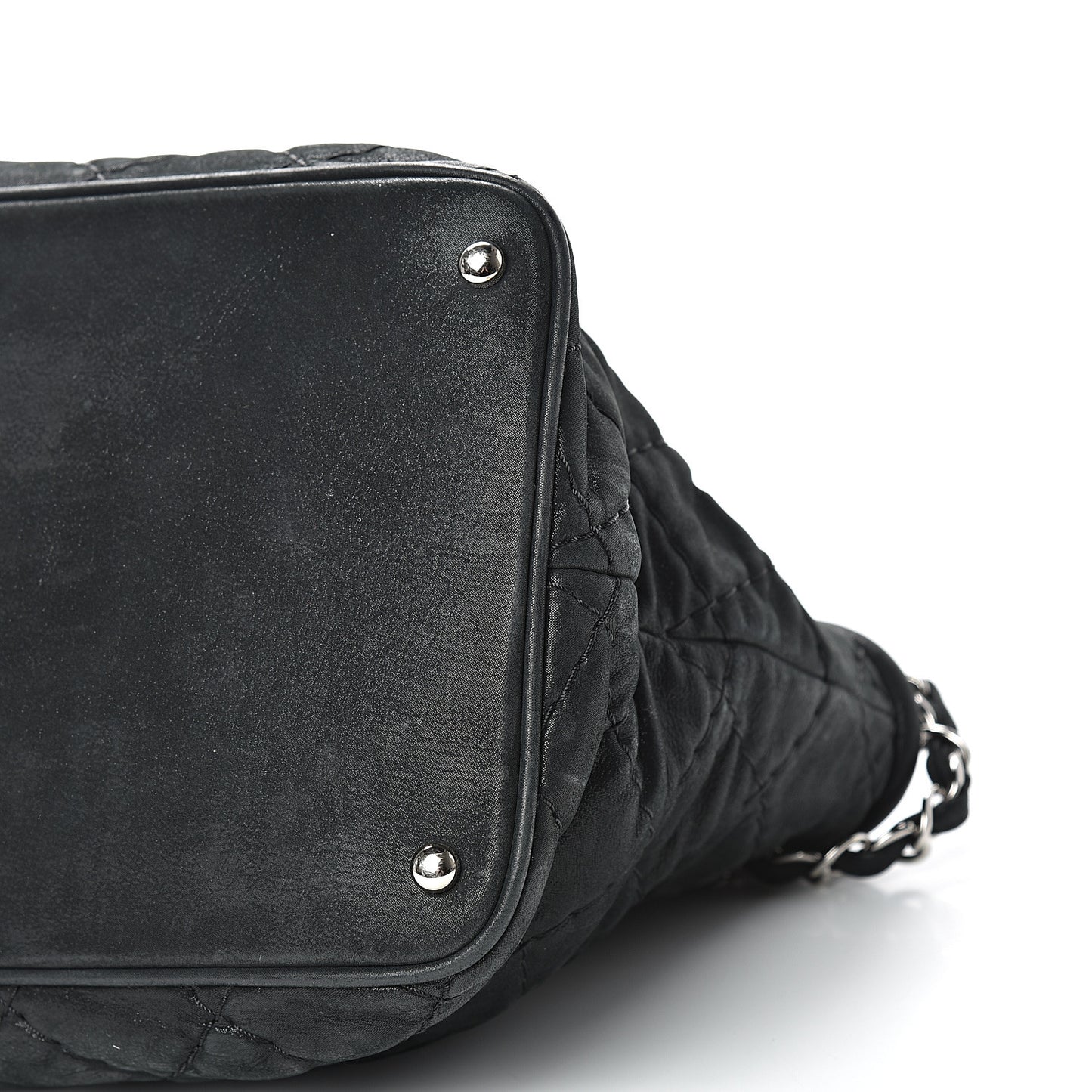 Iridescent Calfskin Quilted Sea Hit Tote Black