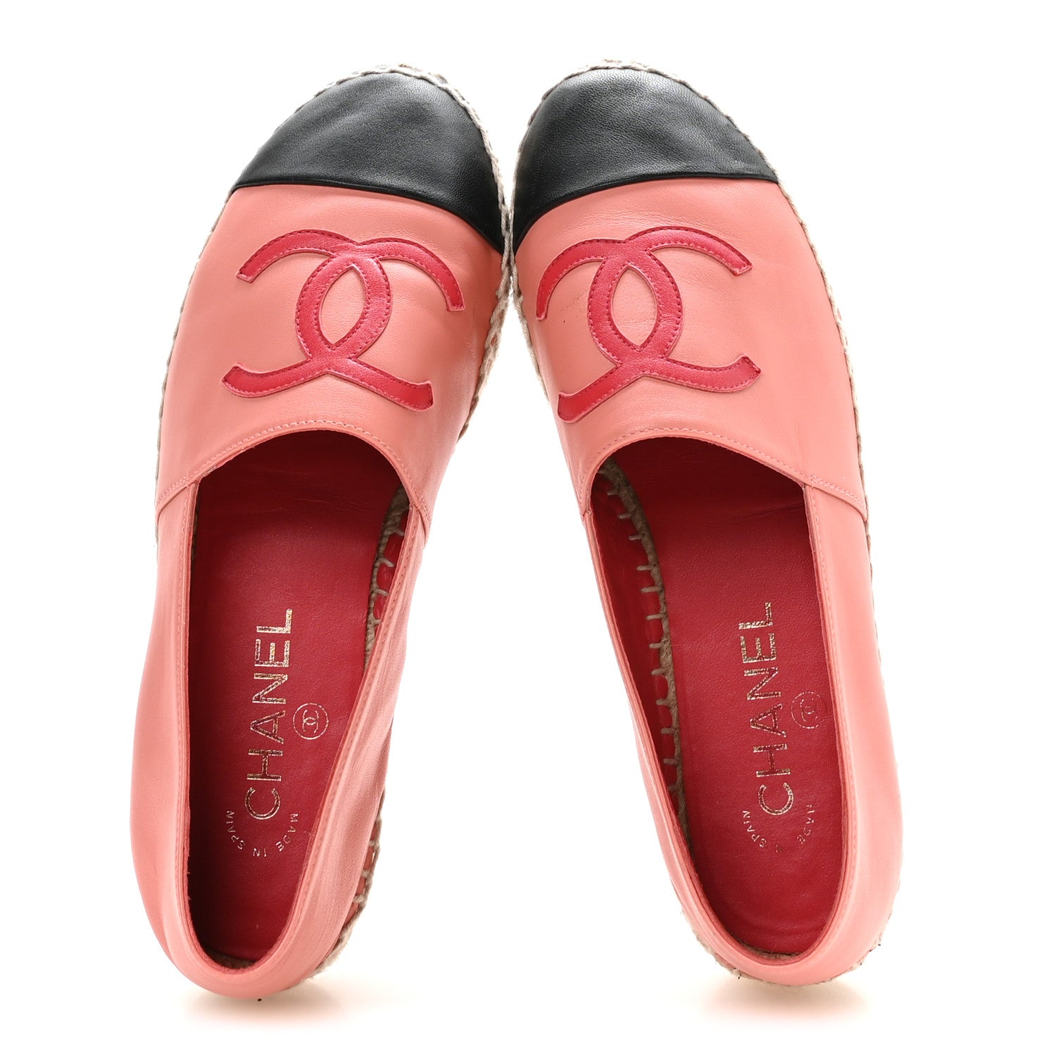 Chanel Lambskin CC Espadrilles 38 Pink Red Black 2 of 8