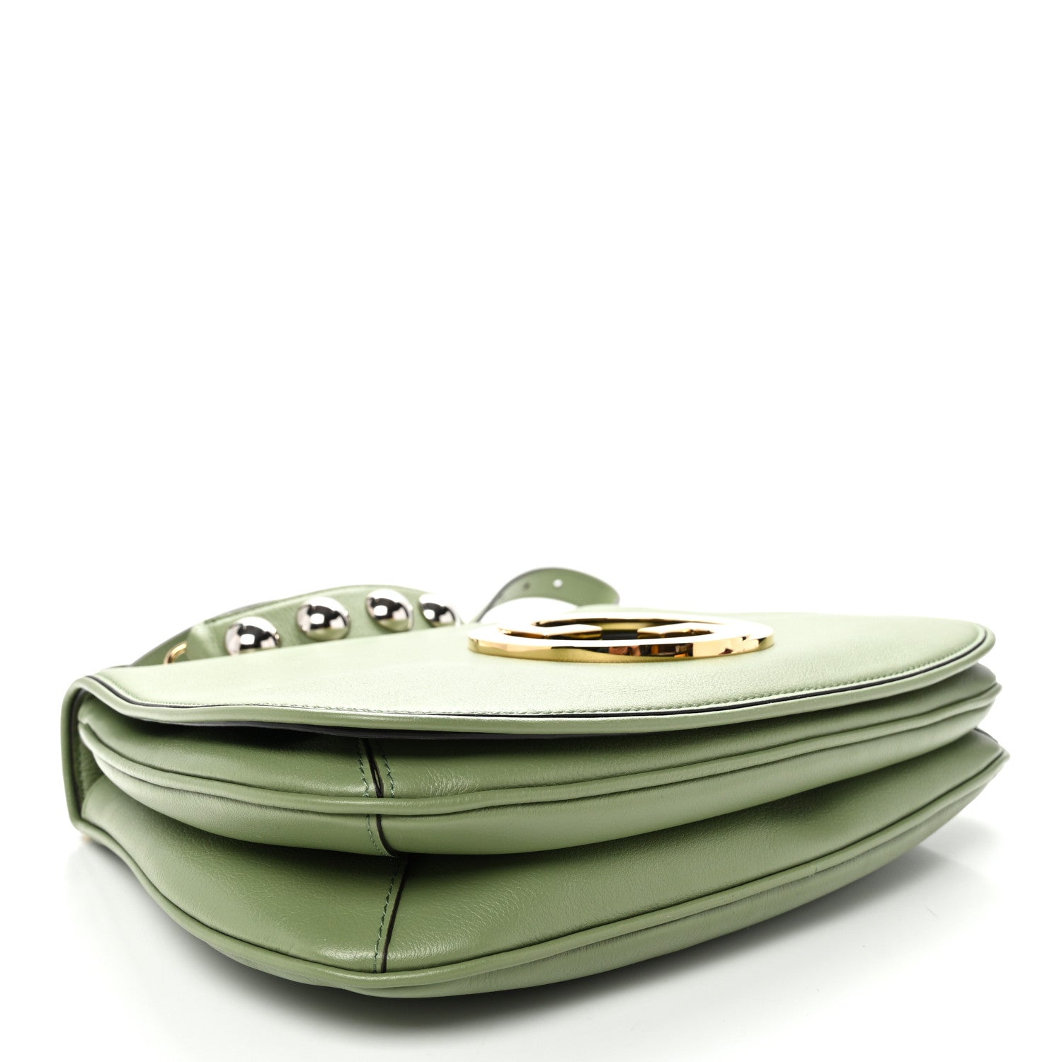 Gucci Roxy Calfskin Web Medium Blondie Top Handle Shoulder Flap Bag Salamander Green 4 of 11