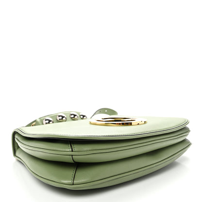Gucci Roxy Calfskin Web Medium Blondie Top Handle Shoulder Flap Bag Salamander Green 4 of 11
