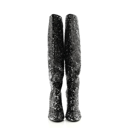 Louis Vuitton Sequin Donna High Boots 39 Black 2 of 9