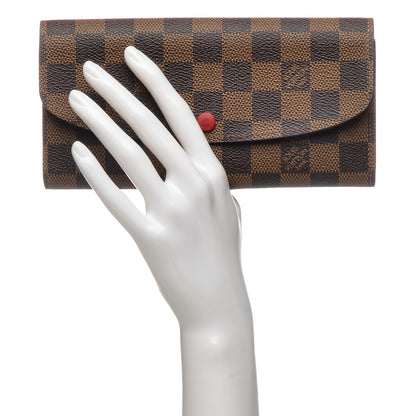 Louis Vuitton Damier Ebene Emilie Wallet Red 2 of 7