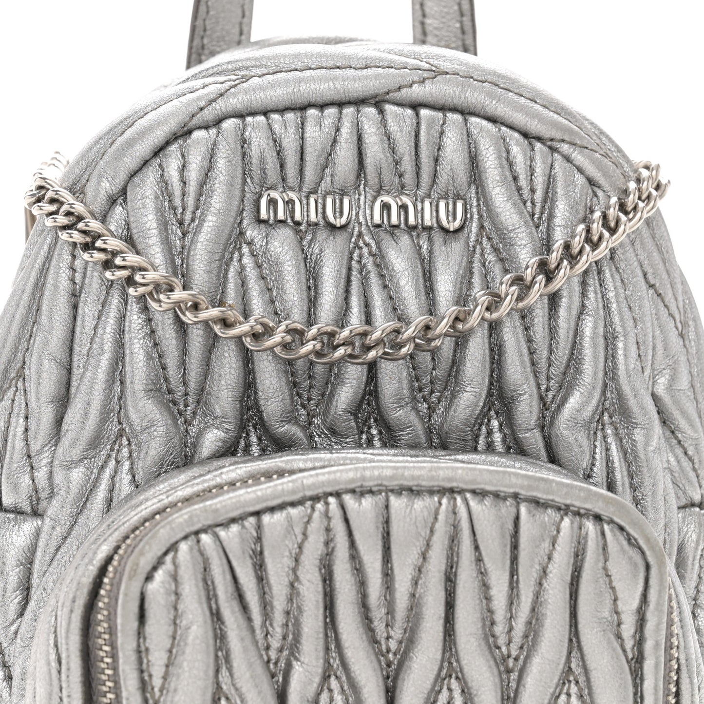 Metallic Nappa Matelasse Lux Mini Backpack Cromo