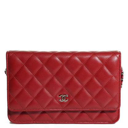 Chanel Lambskin Quilted Wallet On Chain WOC Red 1 of 9