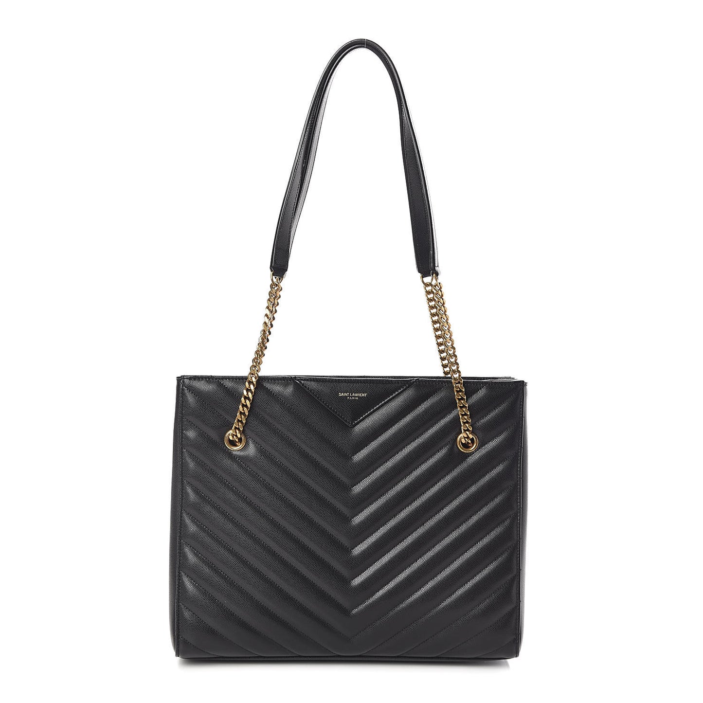 Grain De Poudre Matelasse Chevron Medium Tribeca Shopping Bag Black