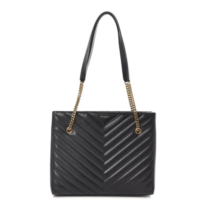 Saint Laurent Grain De Poudre Matelasse Chevron Medium Tribeca Shopping Bag Black 1 of 10