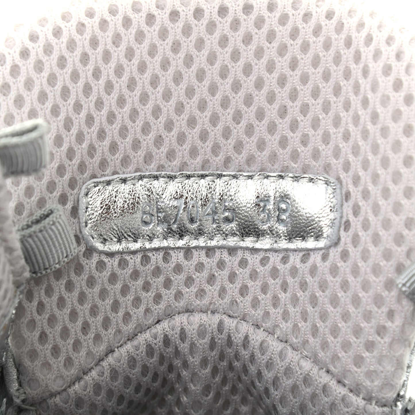 X NICKI MINAJ Metallic Nappa Macro FF Embossed Prints On High Top Sneakers 38 Silver