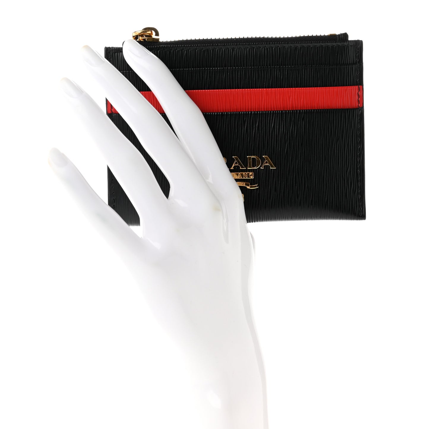 Vitello Move Zip Top Card Holder Black Lacca