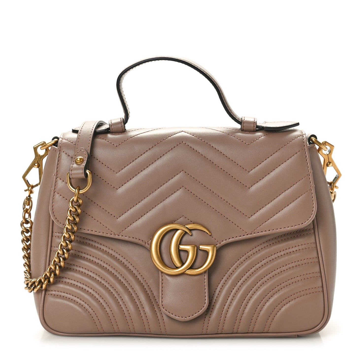Calfskin Matelasse Small GG Marmont Top Handle Shoulder Bag Porcelain Rose
