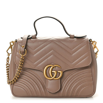 Gucci Calfskin Matelasse Small GG Marmont Top Handle Shoulder Bag Porcelain Rose 1 of 10