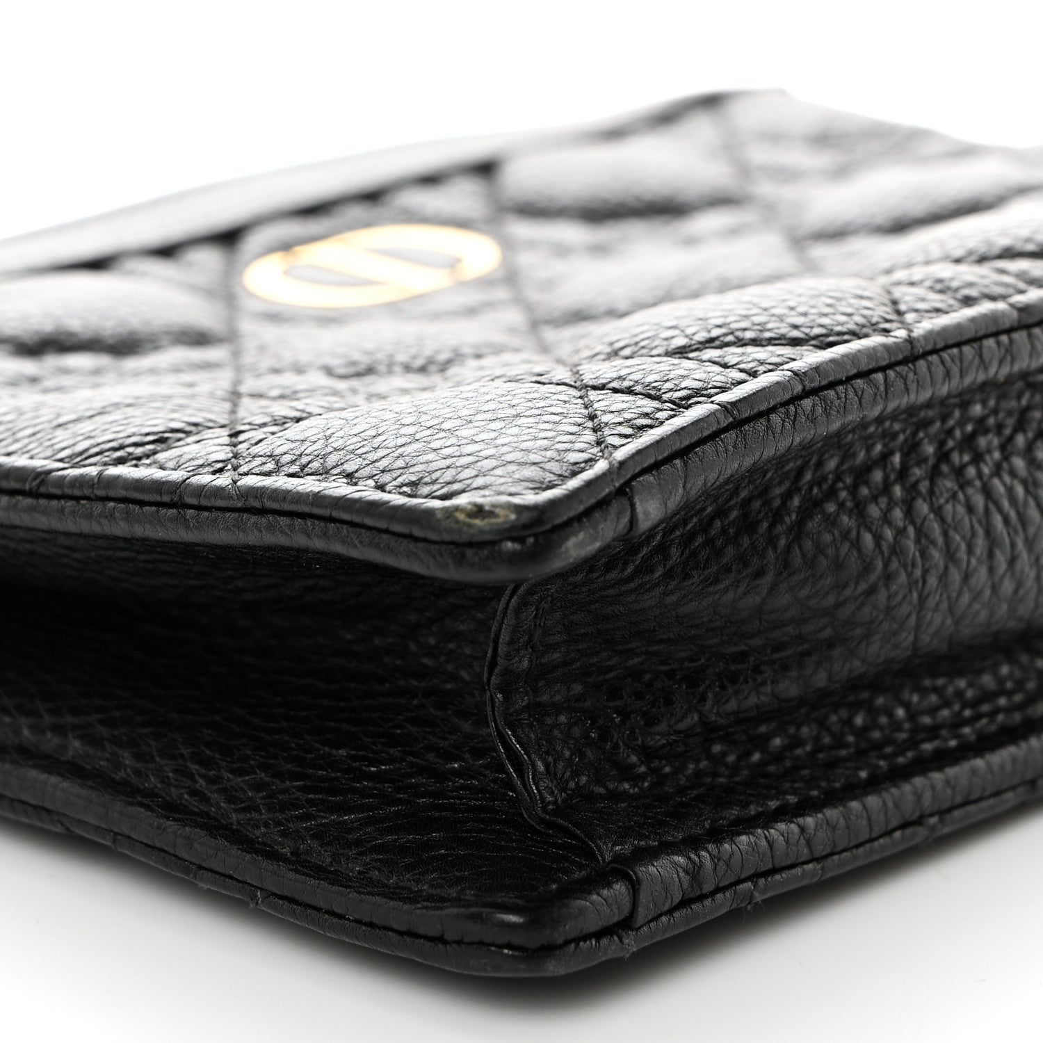 Christian Dior Calfskin Cannage Caro Zipped Pouch With Chain Black 9 of 10