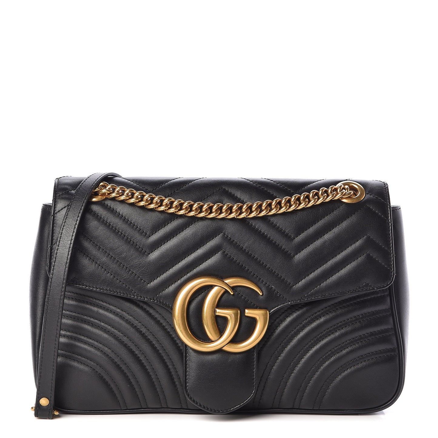Calfskin Matelasse Medium GG Marmont Shoulder Bag Black
