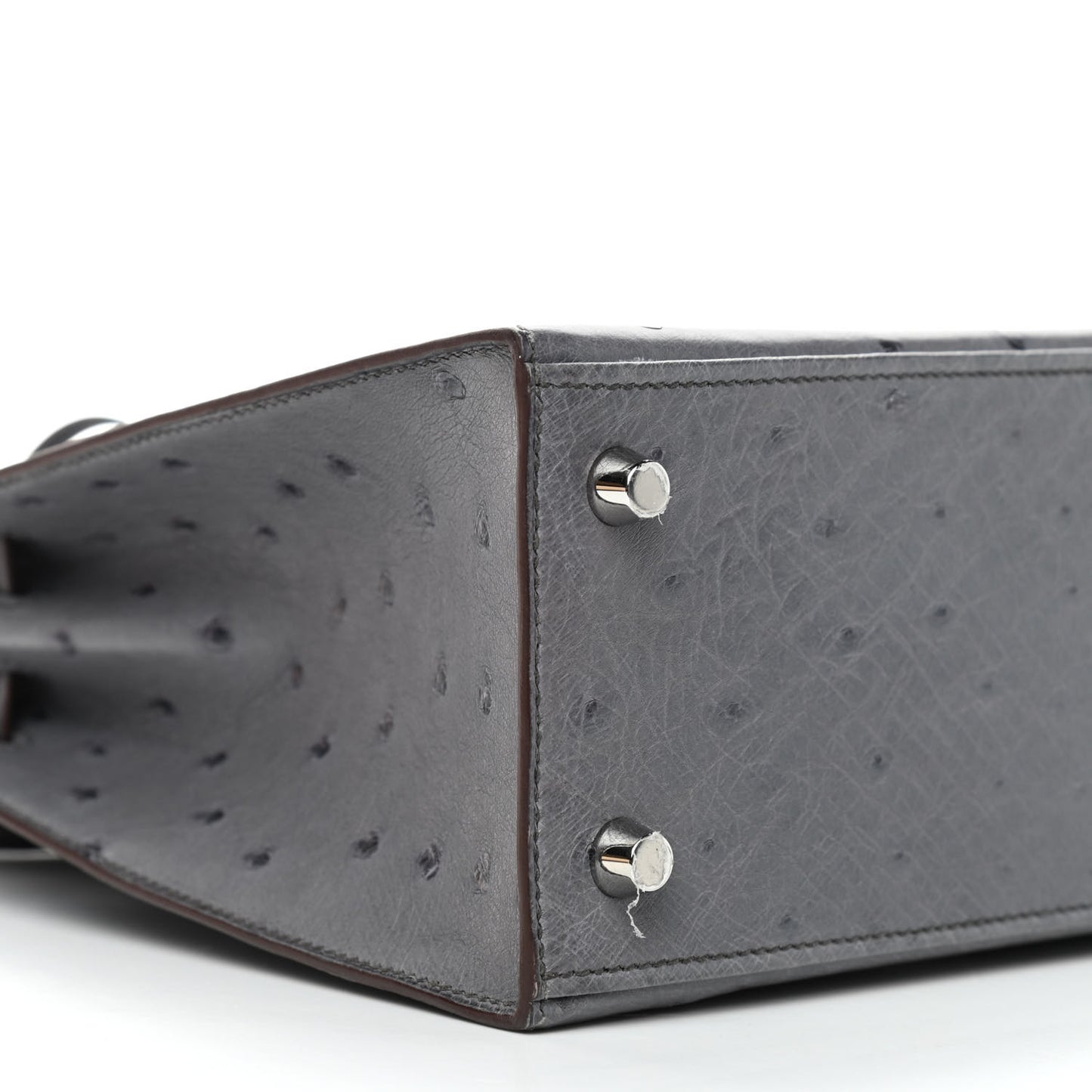 Ostrich Horseshoe Kelly Sellier 25 Gris Agate Bleu Nuit
