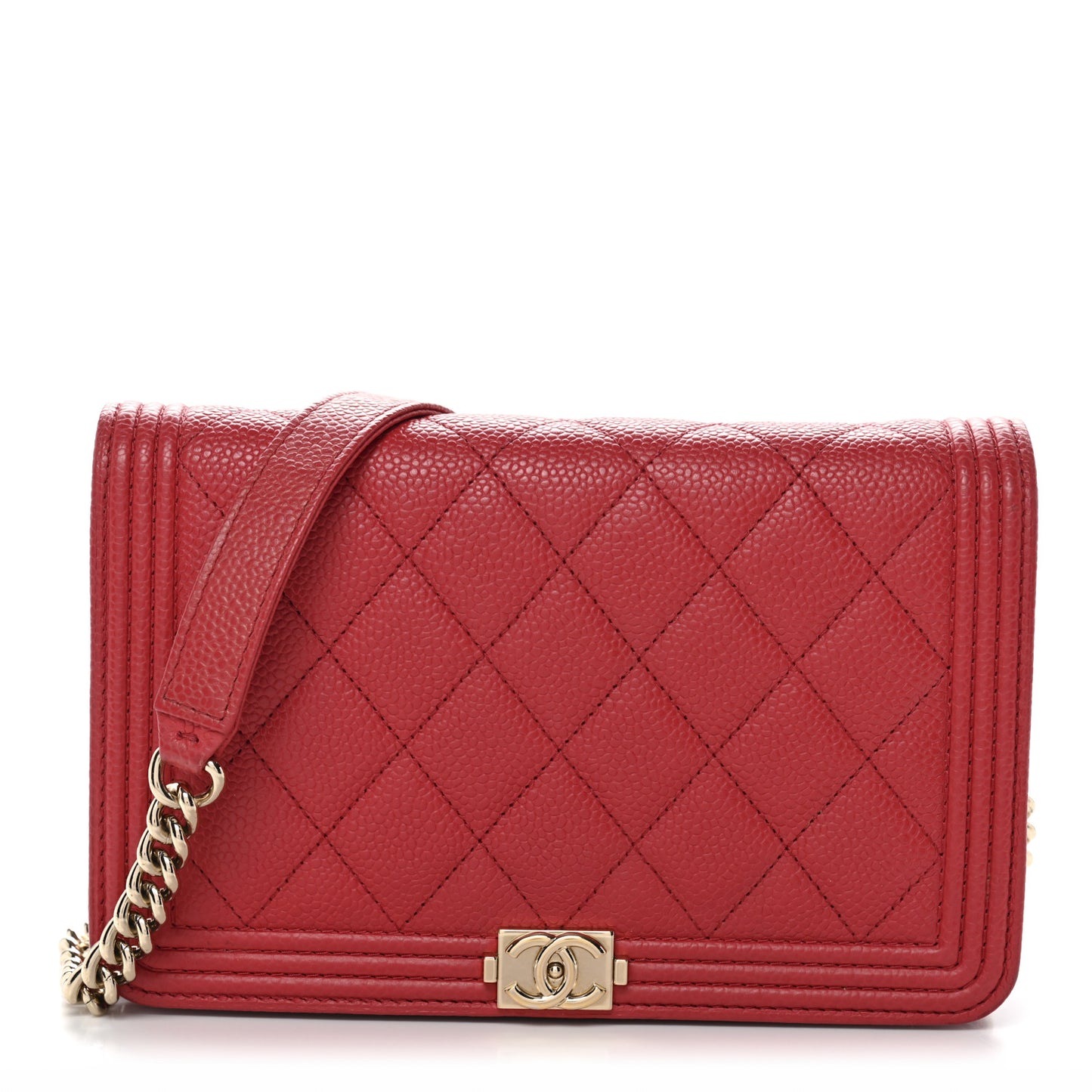 Caviar Quilted Boy Wallet On Chain WOC Red