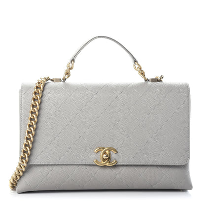 Chanel Grained Calfskin Small Stitched Flap Grey 1 of 10