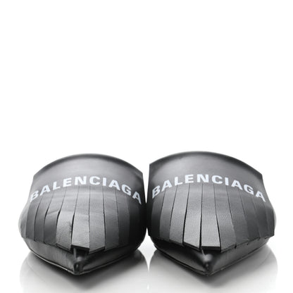Balenciaga Nappa Pointed Toe Fringe Knife Logo Mules 41 Black White 2 of 9