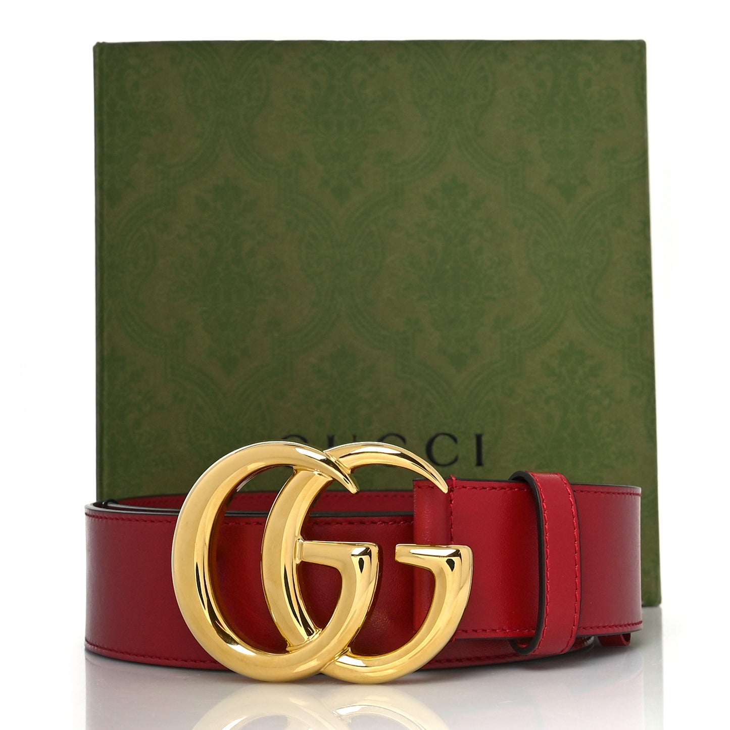 Plutone Calfskin Double G 40mm Belt 90 36 Rosso